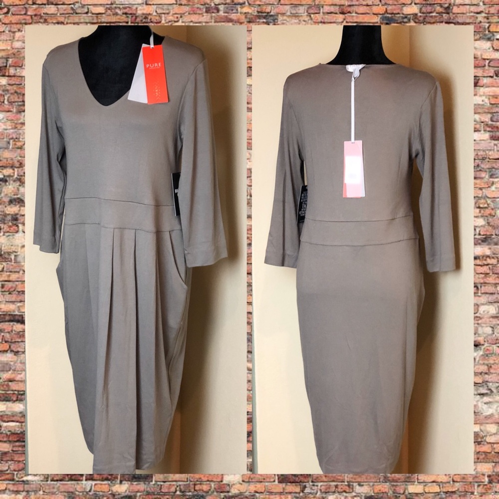 NWT Pure Collection Jersey Dress Khaki 12